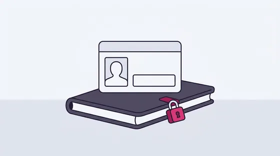 Legitimatiekaart met lege velden op een gesloten register
