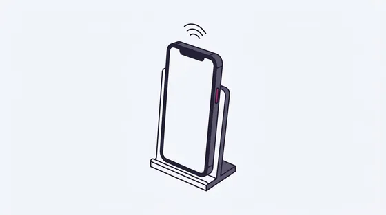 Telefoon in een houder met leeg scherm en een wifi-boog