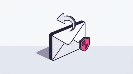 Envelop met een retourpijl en een schildje
